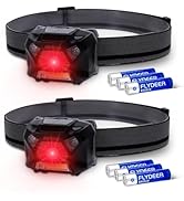KunHe Pack 2 Red Light LED Headlamps Flashlights Headlight Bright Head Lamp for Adults Night Visi...