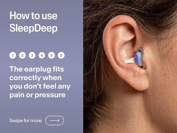 Steps on how to use Alpine SleepDeep sleeping ear plugs for side sleeper
