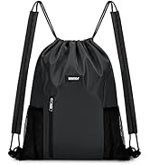 WANDF Drawstring Backpack with Shoulder Pad Sports Gym Backpack with Mesh Pocket String Bag for W...
