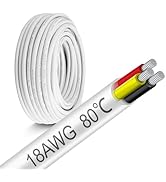 18 Gauge 3 Conductor Electrical Wire, 50FT 18 AWG Stranded Low Voltage LED Cable, 18/3 Tinned Cop...