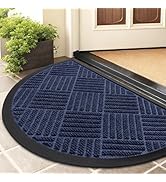 Smiry Half Circle Front Door Mat Outside Entrance, Heavy Duty Outdoor Indoor Natural Rubber Doorm...