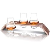 Final Touch Whiskey Flight Tasting Set – Set of 3 Lead-Free Crystal Glasses with Walnut and Aspen...