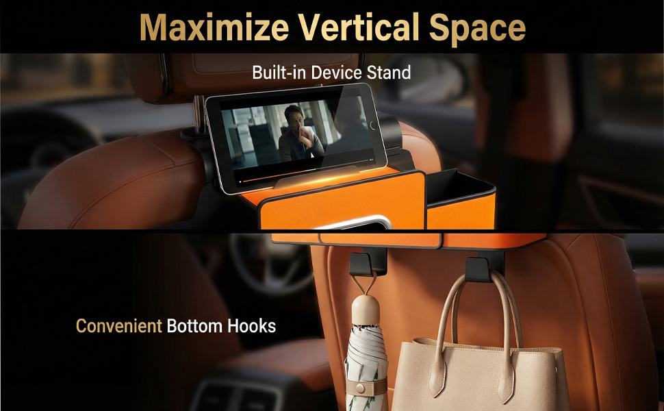 3-in-1 Car Backseat Organizer with Cup Holder