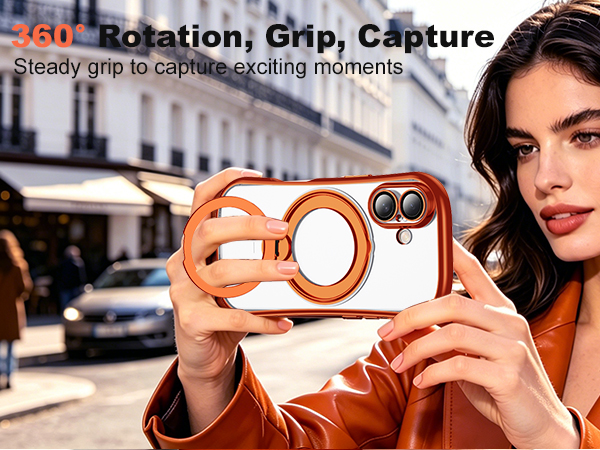 Clear Phone Case with 360° Rotatable Magnetic Stand