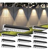 NIORSUN Solar Fence Lights 12 Pack - 3000K Warm White with 4 Spot Lenses, 100 Lumens LED for Wide...