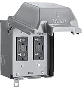 SURAIELEC Outdoor Electrical Box Waterproof, Dual 20 AMP WRTR GFCI Receptacles, Weatherproof Outl...