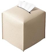 REGELETO Square Tissue Box Cover, Pu Leather Tissue Box Holder with Bottom Belt Modern Stylish Ti...