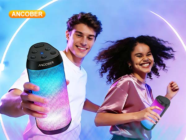 Portable Bluetooth Speaker Wireless BT 5.3 HD Loud Sound Speaker with Cool LED Lights