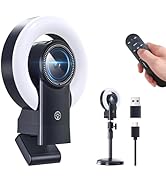 4K Webcam with Light, Web Cam with Speaker, Dual Noise Reduction Plug and Play, Web Camera for De...