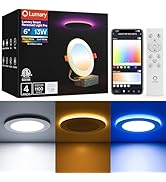 Lumary Smart Recessed Lighting Pro 6 Inch with RGB/Night Ring, 13W 1100LM Smart WiFi RGBWW LED Do...