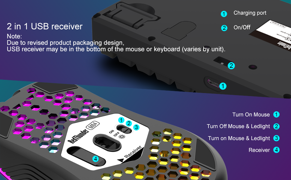 75% keyboard Lightweight 3600 DPI Honeycomb Optical Mouse