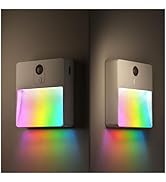 NICKLUC Motion Sensor Night Light Indoor, Rechargeable Battery Operated Lights with RGB Lights, M...