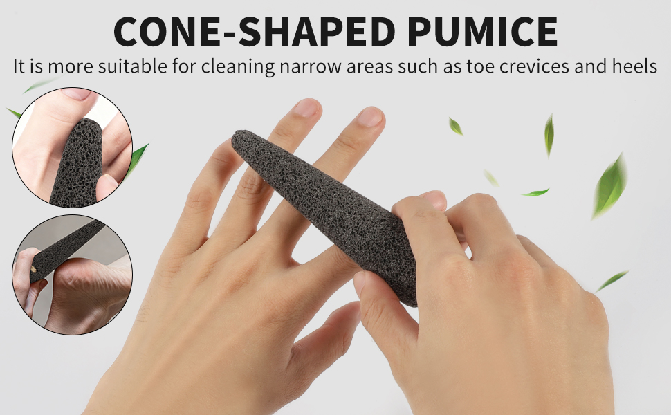 Cone-shaped pumice stone for gap of fingers