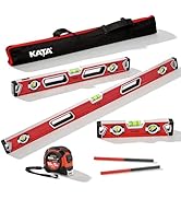 KATA 3-Piece Spirit Level Set, 12", 24", 40" Magnetic Torpedo Leveler with 45°/90°/180° Bubble Vi...
