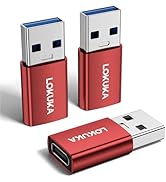 LOKUKA USB C Female to USB Male Adapter 3-Pack, 5Gbps USB A 3.0 to Type C Converter for Laptop, P...
