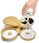 Margarita Salt Rimmer Set,1 Pack 3 Tier Bar Glass Rimmer Bamboo Wood Sugar Salt Box with Sponge,B...