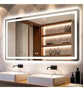 Delma LED Bathroom Mirror with Lights, 30x55 Mirror for Bathroom Sink, Anti-Fog, Dimmable, Front ...