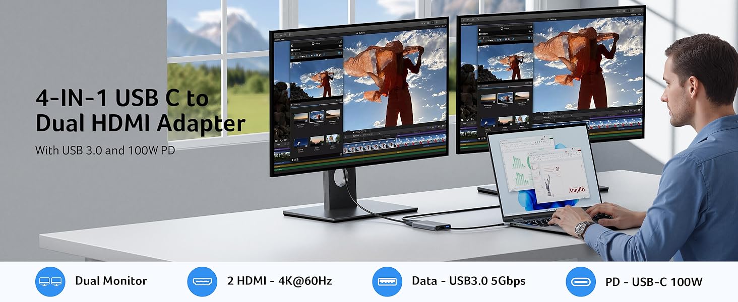 usb c to dual hdmi adapter