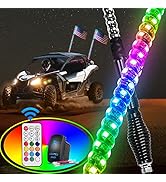 Nilight 2PCS 3FT Spiral RGB Led Whip Light with Spring Base Chasing Light RF Remote Control Light...