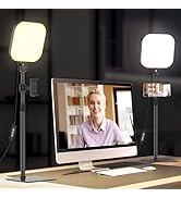 Video Conference Lighting, 180 LED Video Light with 3 Color &amp; 5 Brightness &amp; Timmer for Video Rec...