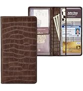 Peisicne Car Registration and Insurance Holder, Brown Vehicle Glove Box Car Organizer with Magnet...