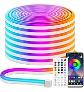 iNextStation RGB Neon LED Strip Lights, 16.4FT 12V Flexible Rope Lights Color Changing Multiple M...