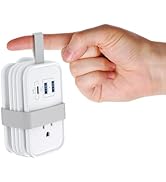 Travel Charger for Multiple Devices, Flat Plug Power Strip 3ft Adapter Extension Cord, 3 AC Outle...