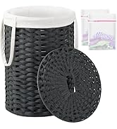 SETVSON Laundry Hamper with Lid Laundry Basket with Lid 19.0 Gal (72 L) Round Wicker Laundry Bask...