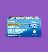 Basic Care Maximum Strength Famotidine Tablets 20 mg, Acid Reducer Pills for Heartburn Rel...