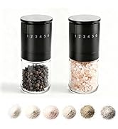 Manual Salt and Pepper Grinder Set, Black Pepper Grinder with Base Cover, 100ml Short Glass Shake...