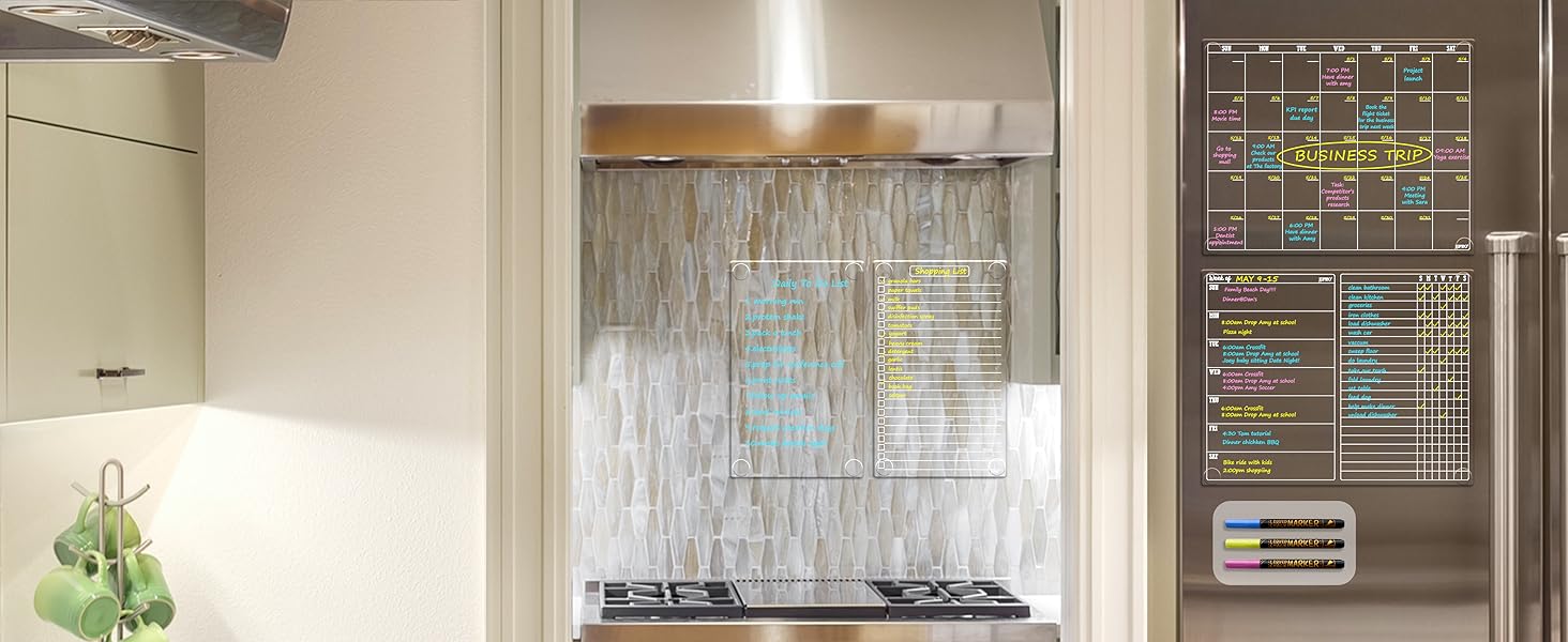 JJPRO Non-Magnetic Dry Erase Calendar for Fridge, Monthly Calendar for All Smooth Surfaces