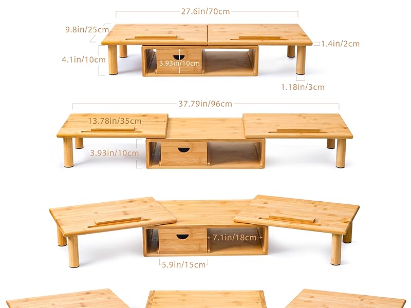 ROCDEER Adjustable Monitor Stand Riser in Bamboo