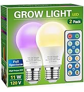 Briignite Grow Light Bulbs, 4 Full Spectrum Growth Modes, 3/9/12/18H Timing, A19 Dimmable Plant L...