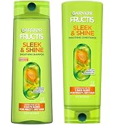 Garnier Fructis Sleek &amp; Shine Shampoo and Conditioner Set for Dry, Frizzy Hair, Up to 72 Hours of...