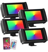 ZJOJO Led Flood Light Outdoor, Christmas Decorations 250W Equivalent 2500LM, RGB Flood Light Upli...