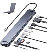 USB C Hub - QUUGE 11 in 1 Laptop Docking Station Dual Monitor Display to 4K HDMI&amp;1080P VGA [100W ...