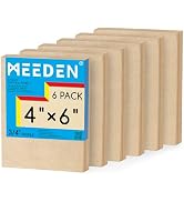 MEEDEN Unfinished Wood Canvas Board: 3/4” Deep 4x6” Wooden Canvas Panel Pack of 6 - Blank Cradled...