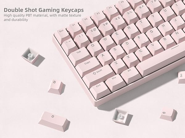 Womier Pink Shine Through Keycaps, PBT Keyboard Keycaps Cherry Profile, Custom Keycap