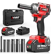 Avhrit Cordless Impact Wrench 3/8 Inch, 450N.m/ 330Ft-lbs Electric Impact Gun with Blushless Moto...