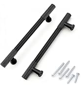 KNOBWELL 6 Pack 5 inch Black Cabinet Pulls - Solid Black Cabinet Handles, Fade-Resistant Surface ...
