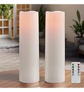 14"×4" Large Outdoor Flameless Candles with Remote Waterproof Battery Operated Candles with Timer...