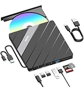 SUIDEK External CD DVD Drive USB C USB 3.0, Portable CD DVD +/-RW Burner DVD Player for Laptop 8 ...