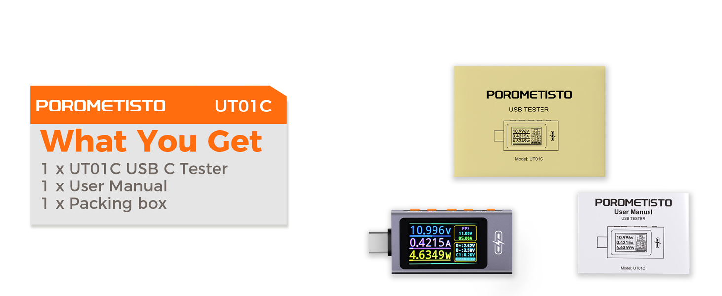 UT01C USB C Tester, User Manual, Packing box