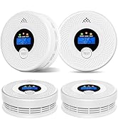4-Pack Carbon Monoxide and Smoke Detector 10 Year Battery, Clear LCD Display and LED Light, Smoke...
