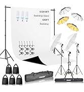 EMART 6.5x10ft Photography Backdrop Kit with 105W 5500K Daylight Umbrella Continuous Lighting Set...