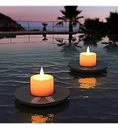 GGNOO Floating Pool Lights, 2 Pack Solar Candles Outdoor Waterproof IP66 Tea Lights Battery Opera...