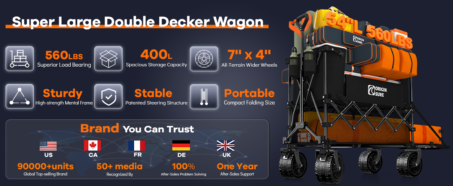 Collapsible Portable Beach Wagon with All-Terrain Big Wheels