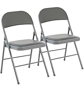 DUMOS 2 Pack Folding Chairs with Padded Cushion and Back - PU Leather Stackable Portable Dining C...