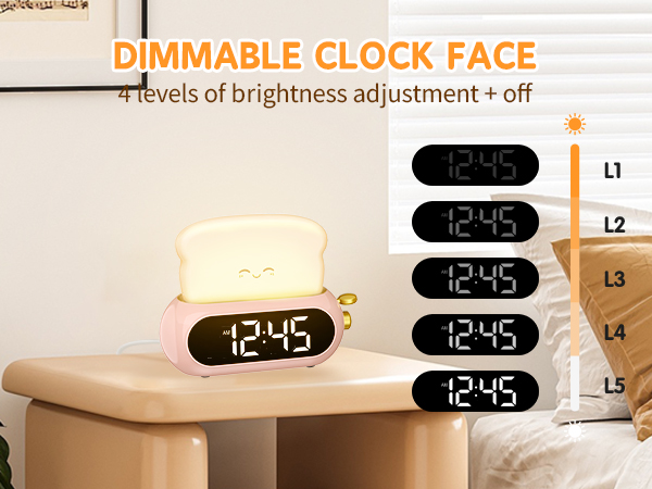 Bedside Alarm Clocks with 5 Adjustable Brightness