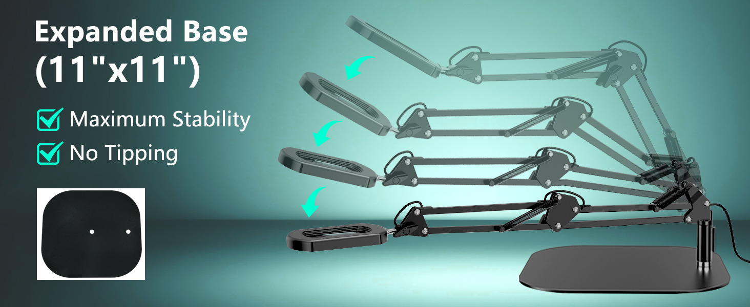 Desk magnifying lamp magnifying glass with light for crafts with Square stand clamp